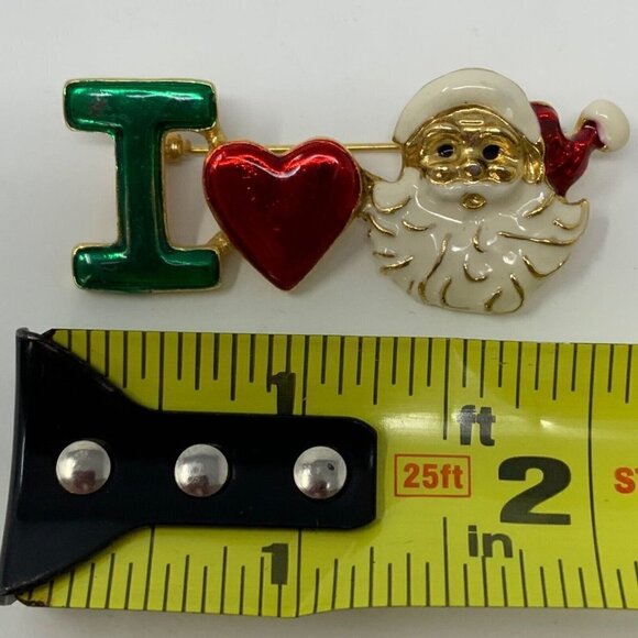 Santa Claus Brooch Vintage Brooch Red White Green Enamel Signed SFJ Number 0190 - Picture 12 of 12